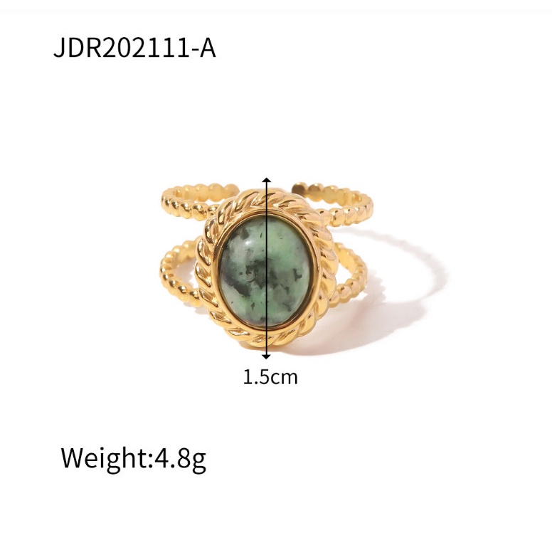 Nhẫn Nữ Vintage Phong Cách Retro Đính Đá Nhân Tạo Titan Ko Đen TT4619