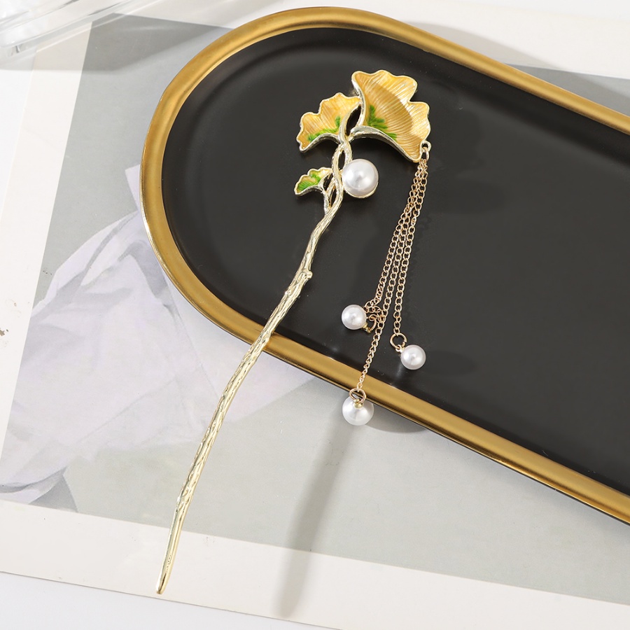 Trâm Cài Tóc Kim Loại Đính Hạt Pha Lê Và Tua Rua Phong Cách Hàn Quốc Mới