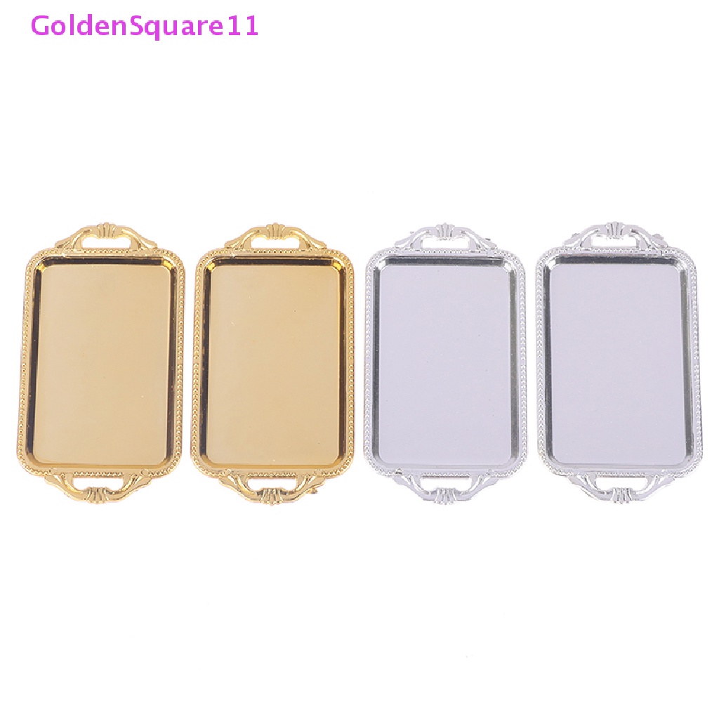 Set 2 Khay Trà Mini Bằng Nhựa Màu Vàng Dùng Trang Trí Nhà Búp Bê