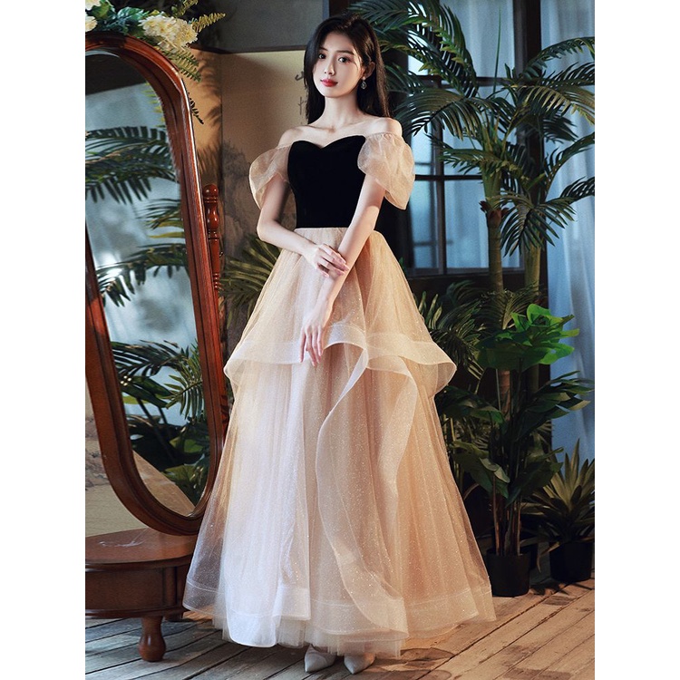 Đầm Dự Tiệc Màu Đen Nhẹ Nhàng Sang Trọng Kiểu Pháp Cổ Tích 18 Tuổi Cho Nữ