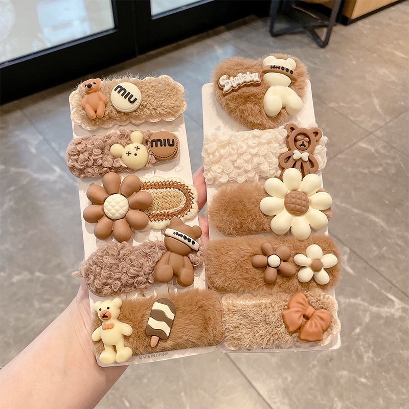 Bộ Kẹp Tóc Lông Nhung Phong Cách Thời Trang Hàn Quốc Dành Cho Bé