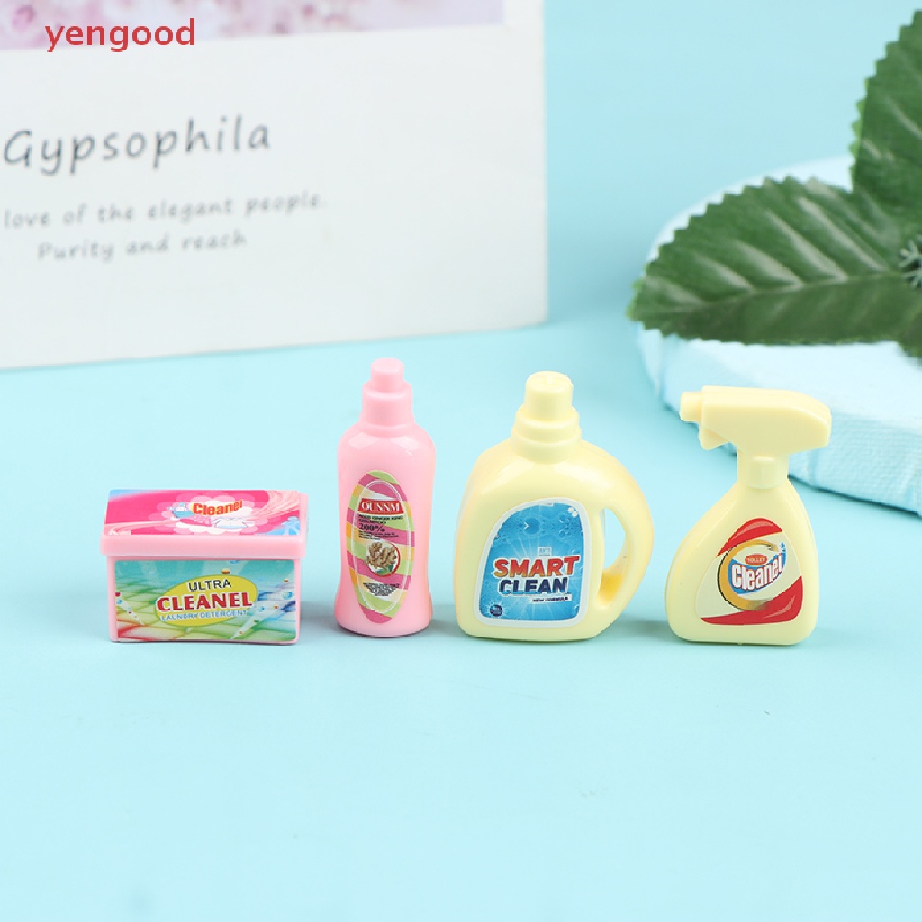 (YGD) 4Pcs/Set Doll Cleaning Bucket Detergent Laundry Detergent Toy Hand Basket Model