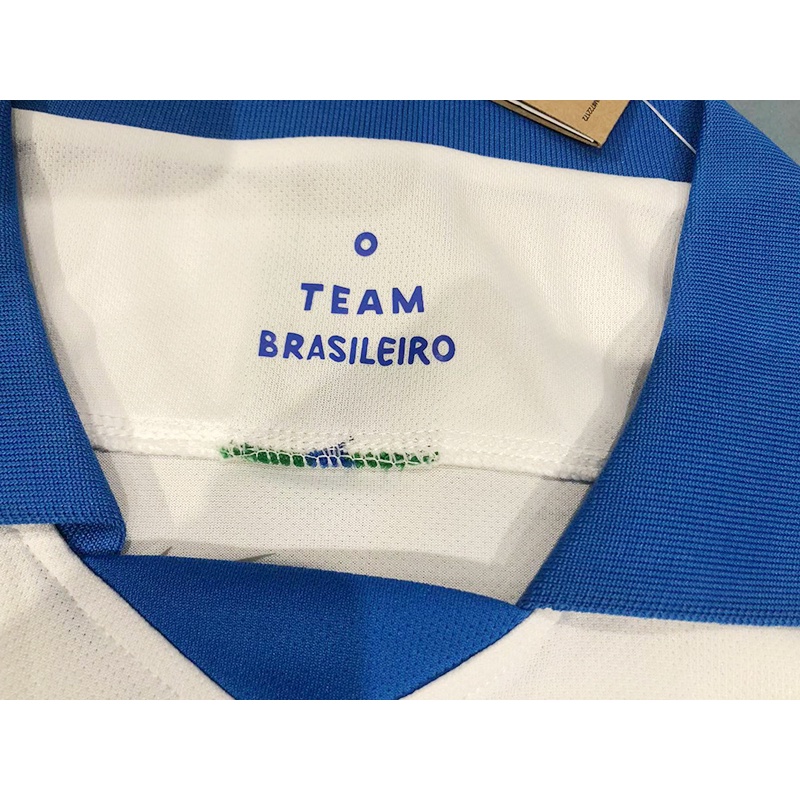 2301#Sports T-shirt giản dị 19-20 quần áo huấn luyện brazil màu trắng nam in áo polo brazil