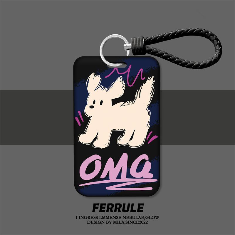 OMG dog graffiti bus card protective cover student meal card campus access control subway door card cover key chain for women [3/5]