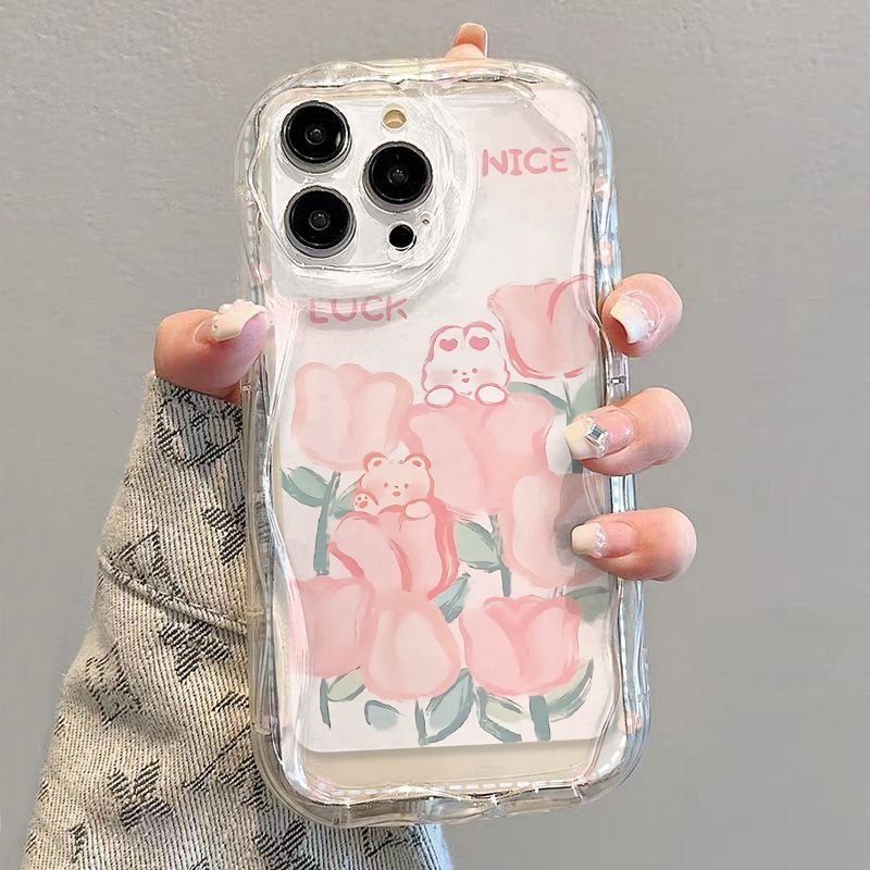 ✅Ốp Điện Thoại Mềm Trong Suốt Chống Sốc Hình Hoa Tulip Và Thỏ Cho iPhone14 / 13promax 12 / 11 7 / 8p xs TP8H