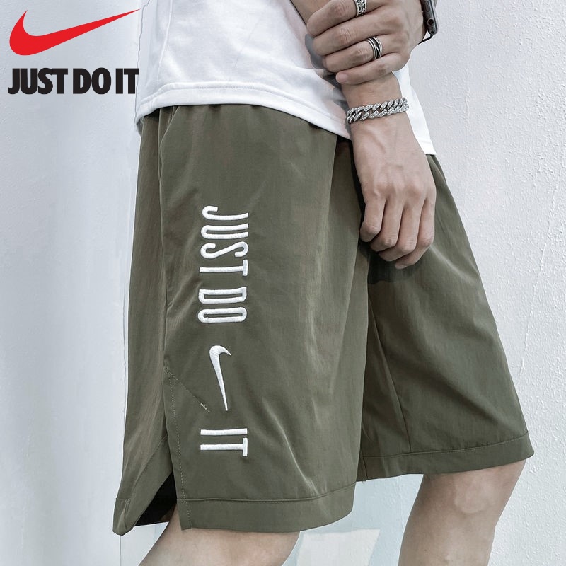 Quần Short Bóng Rổ Nike 100% Dáng Rộng Nhanh Khô Thêu Chữ JUST DO IT Màu Trơn Cá Tính Cho Nam
