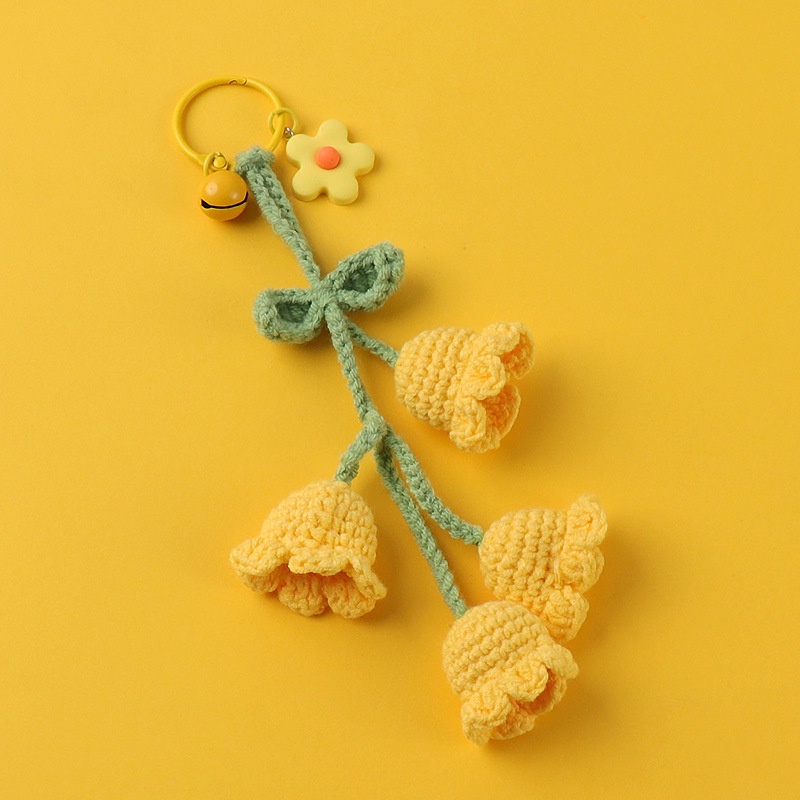 Móc Chìa Khóa Xe Hơi Đan Len Thủ Công Hình Hoa Lily Dễ Thương Sáng Tạo Thích Hợp Làm Quà Tặng Cho Cặp Đôi