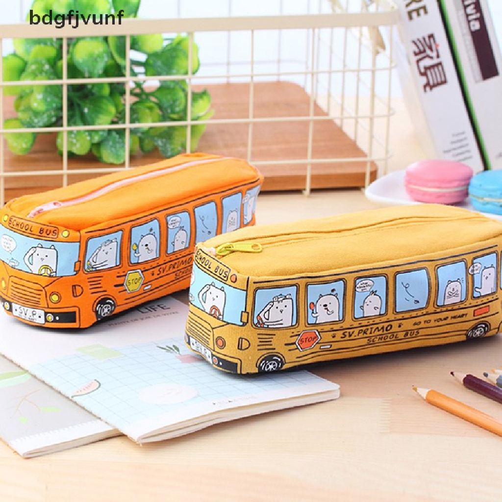 Túi Đựng Bút Bằng Vải canvas Cỡ Lớn In Hình Xe Buýt Xinh Xắn