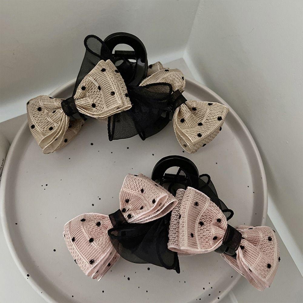 Kẹp Tóc Nơ Phối Lưới Phong Cách Hàn Quốc Ngọt Ngào Cho Nữ