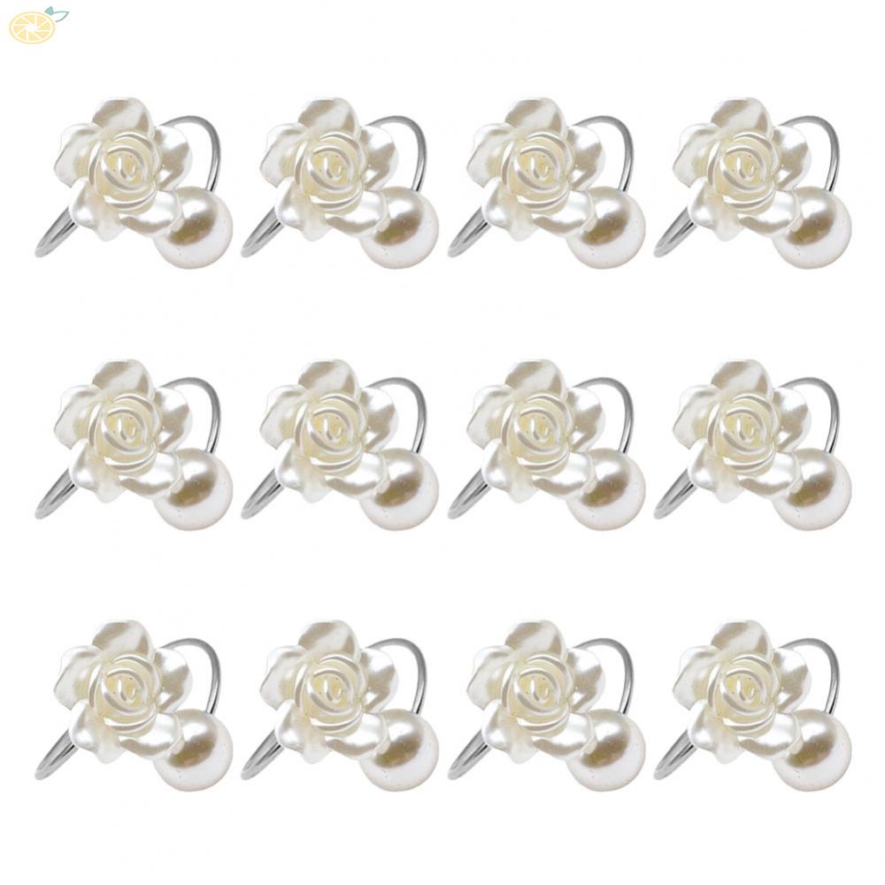 【VARSTR】Napkin Rings 12pcs Flower For Party High Quality Plastic Wedding Kitchen
