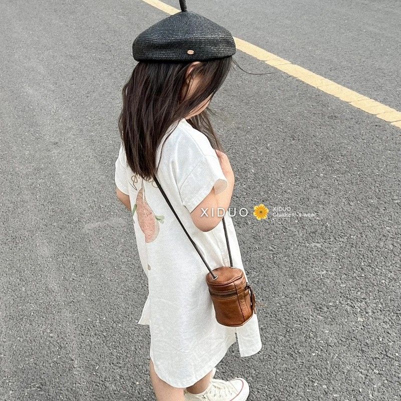 Đầm Thun Tay Ngắn Phong Cách Hàn Quốc Thời Trang Mùa Hè 2023 Dành Cho Bé Gái