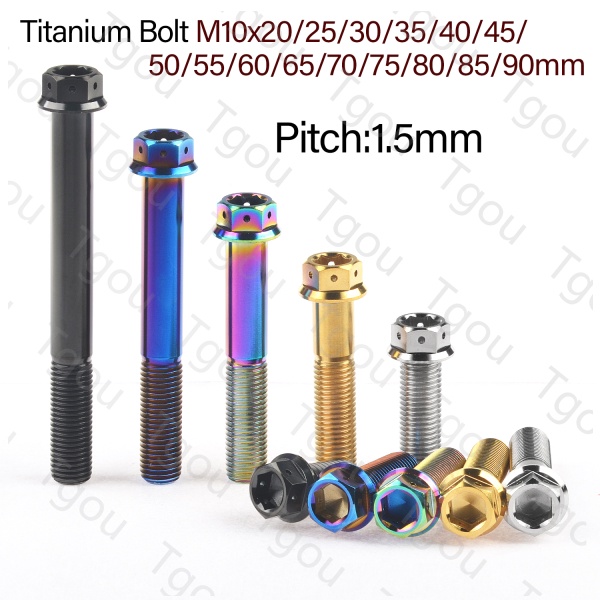 Bu Lông Lục Giác Bằng Titan M10x20~90mm Pitch1.5mm Cho Phanh Đĩa Xe Máy