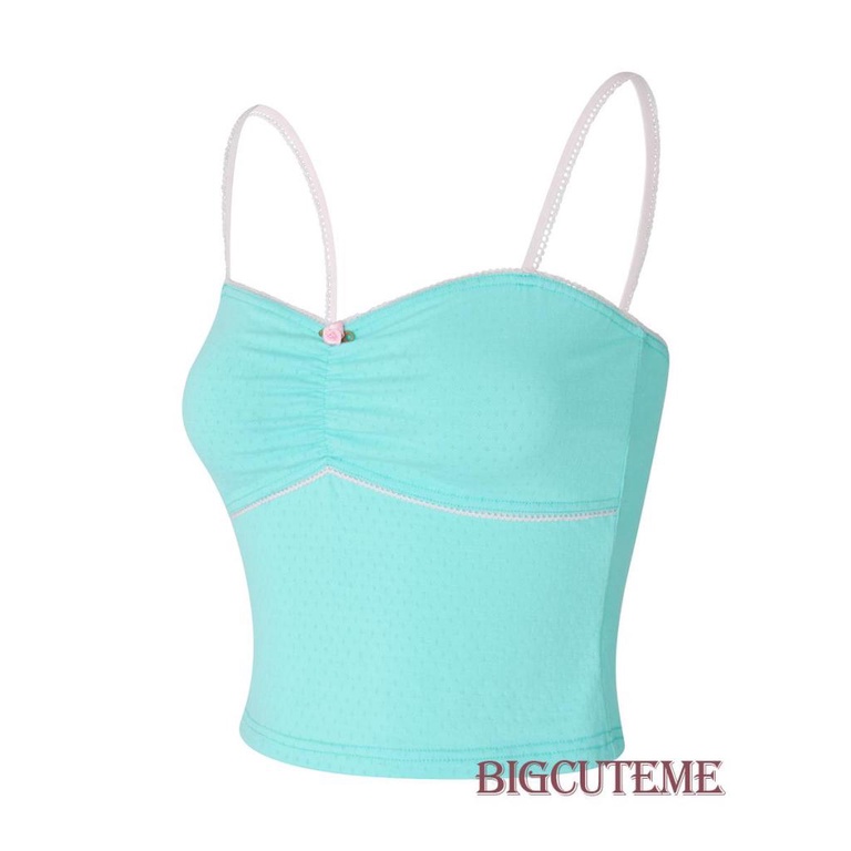 [] - Áo Hai Dây Mỏng Ghép Vải Hoa Thời Trang Mùa Hè Cho Nữ