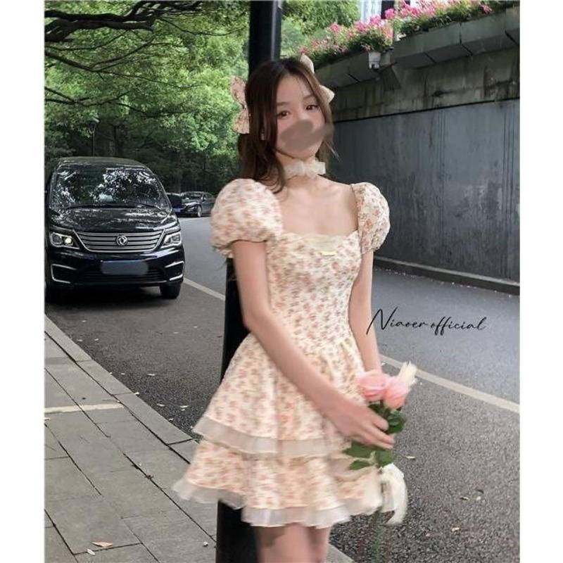 Đầm Hoa Mùa Hè Cao Cấp Khoét Lưng Đính Nơ Cho Bé Gái