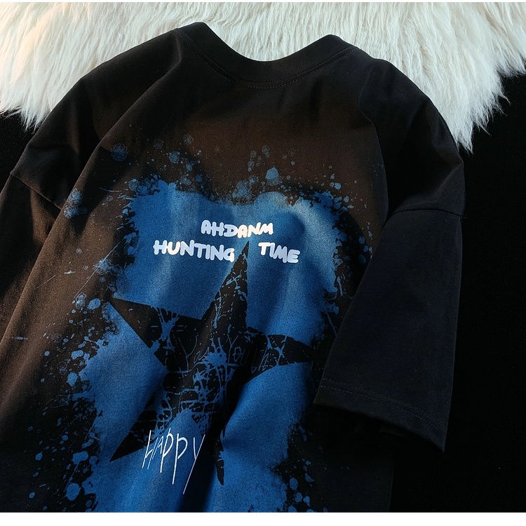 Áo Thun Cotton Tay Ngắn Dáng Rộng In Họa Tiết Thời Trang Đường Phố Hàn Quốc Cho Nữ