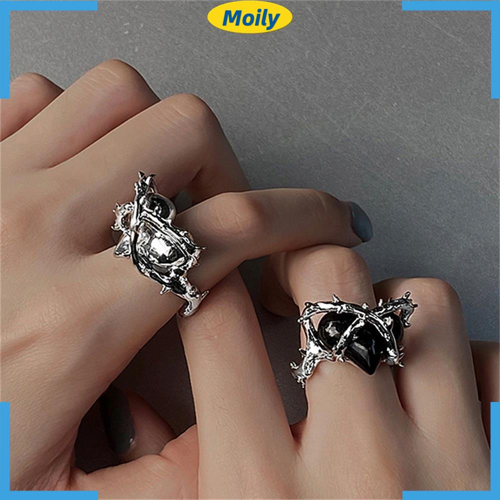 Nhẫn Hở Hình Trái Tim Có Gai Bằng Hợp Kim Nhiều Màu Tự Chọn Thời Trang Nam Nữ