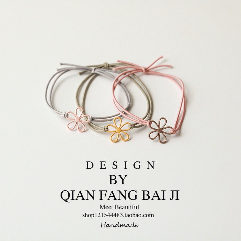 Dây Cột Tóc Cao Su Mỏng Họa Tiết Hoa Rỗng Đơn Giản Xinh Xắn