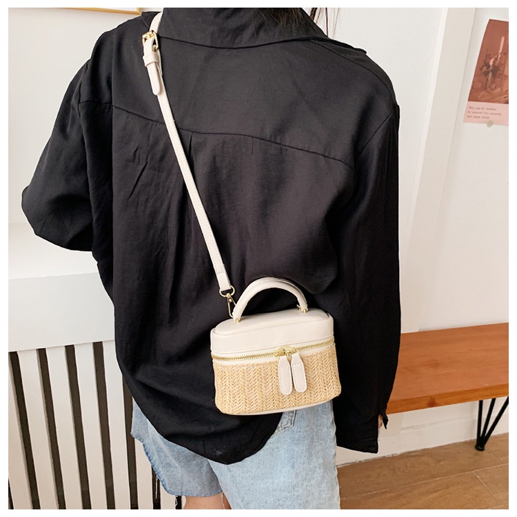 Túi Xách Cói Có Khóa Kéo Đựng Son Môi Màu Sắc Thời Trang Mới Cho Nữ