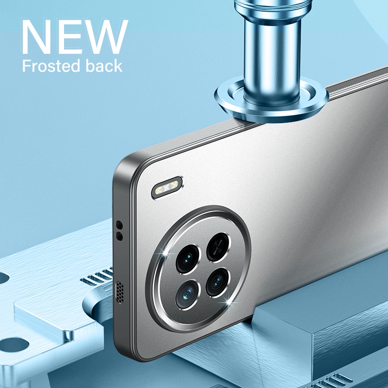 Ốp Điện Thoại Nhựa pc Mặt Nhám Mạ Kim Loại Chống Dấu Vân Tay Cho vivo x100 x90 x90s pro plus Giá Đỡ