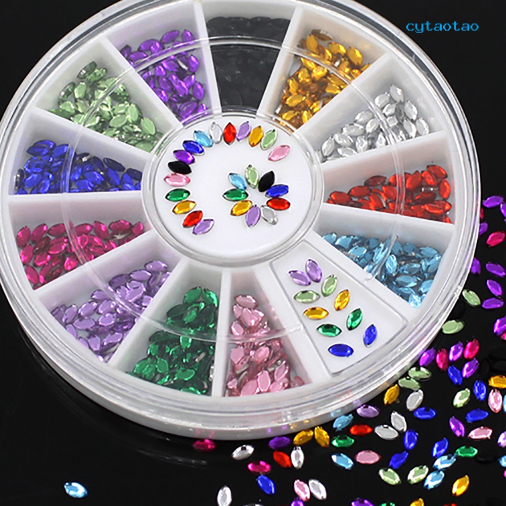 Hộp Phụ Kiện Trang Trí Móng Tay 3D Hình Oval Nhiều Màu Lấp Lánh DIY