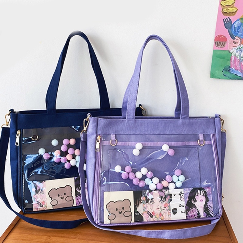 Túi Đeo Chéo Vai Bằng Vải Canvas Có Sức Chứa Lớn Phong Cách Harajuku Dành Cho Nữ