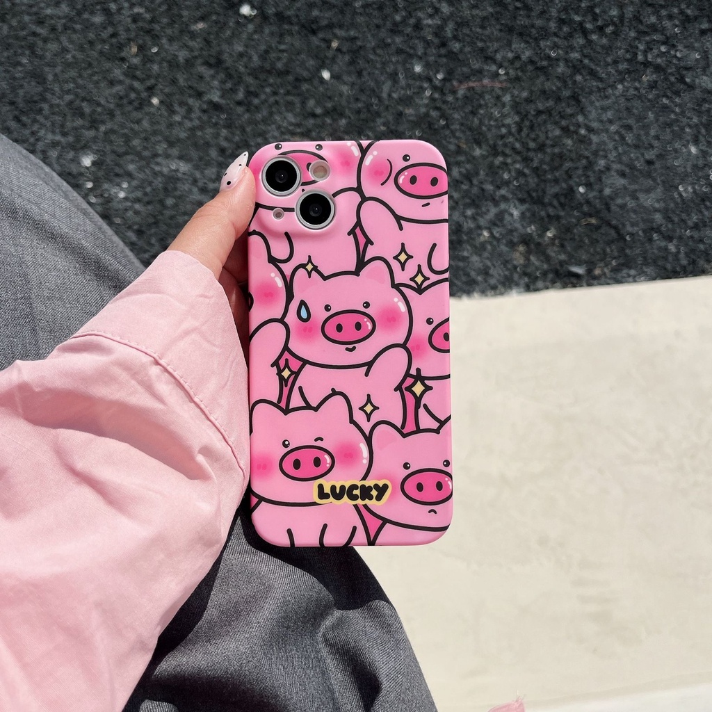 Ốp Điện Thoại Màu Hồng Họa Tiết Chú Heo Dễ Thương Dành Cho Iphone 14 Pro max 13 12 / 11