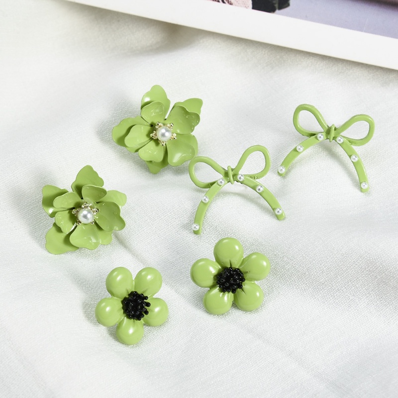 Bông Tai Hợp Kim Hình Hoa Đính Ngọc Trai / Nơ Phong Cách Hàn Quốc