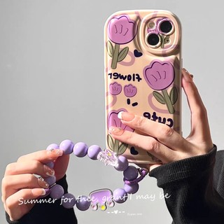 Ốp Điện Thoại Hình Hoa tulip Tím Có Dây Đeo Cho Redmi Note 9T 10 10T 11 K30 K40 PRO POCO M3 F3 M4 PRO
