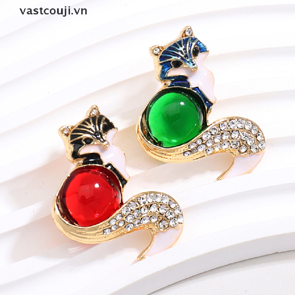 Ghim Cài Áo Hình Chú Cáo VASTJI Tráng Men Dễ Thương Cho Nữ