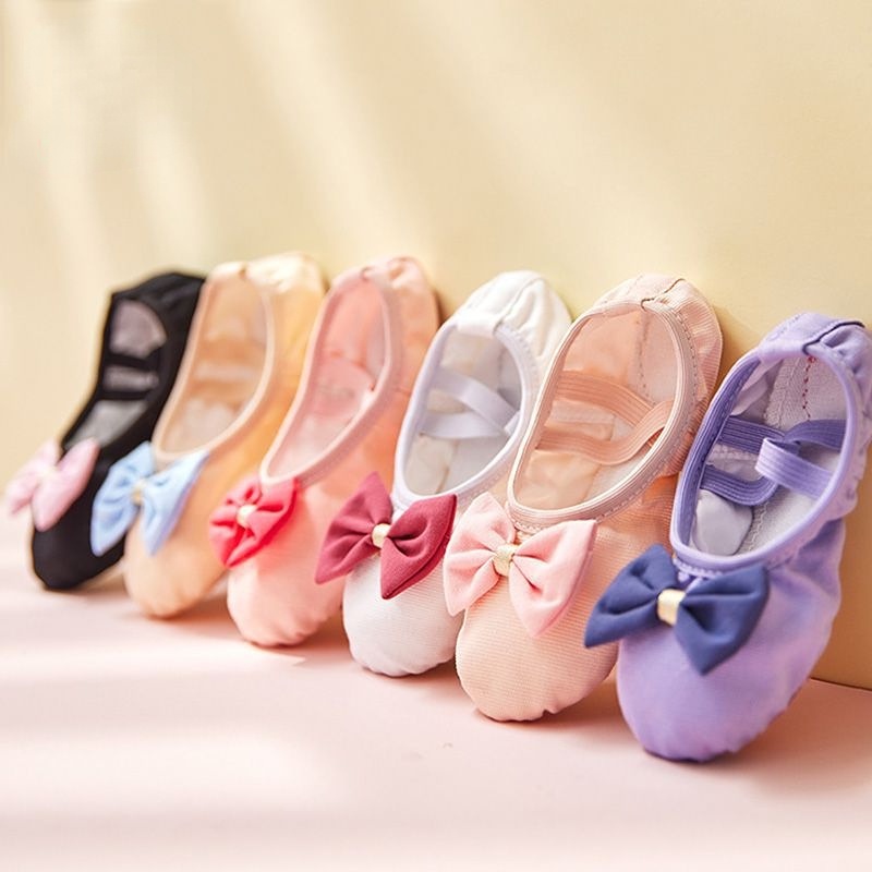 Giày Múa Ba Lê Đế Mềm Đính Nơ Xinh Xắn Cho Bé Gái