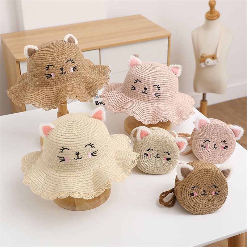 NÓN CÓI VÀ TÚI ĐI BIỂN CHO BÉ HÌNH MÈO