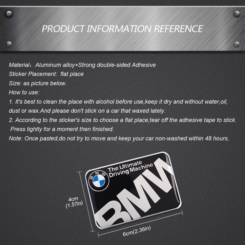 Decal Hợp Kim Nhôm Trang Trí Xe Hơi BMW M Power Logo X1 X3 X5 X6 F10 F01 F11 F20 F30 E34 E36 E87 E39 E60 E46 E91