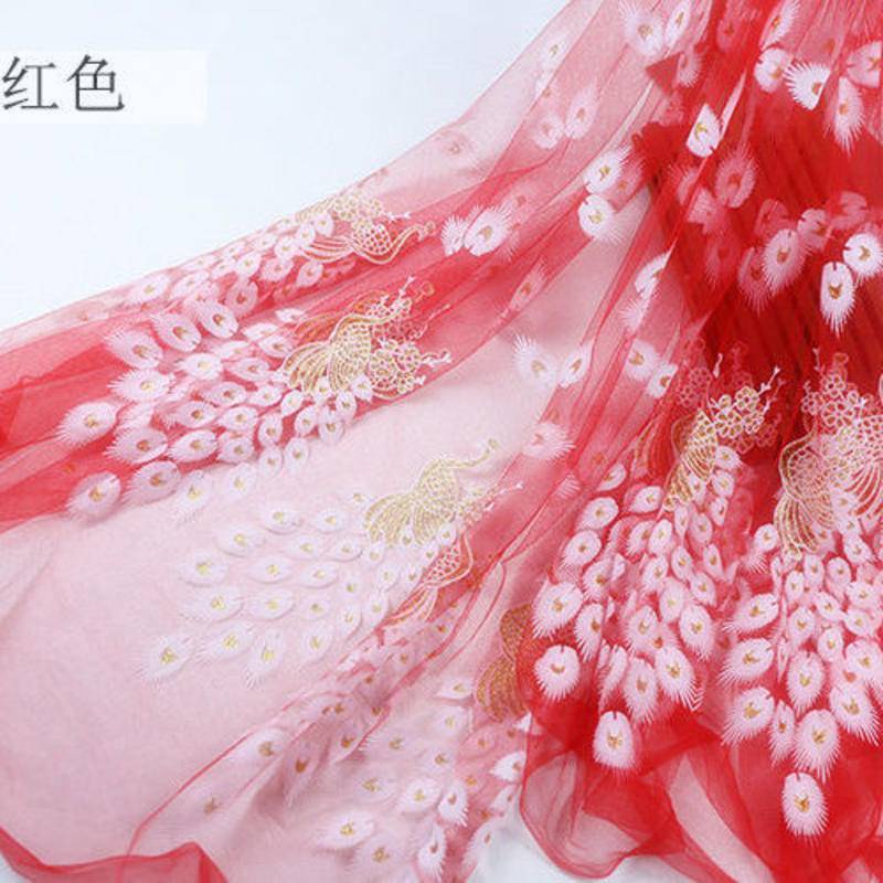 Vải Gạc Màu Đồng Hình Chim Công 150 * 100CM Trang Trí Váy Cưới