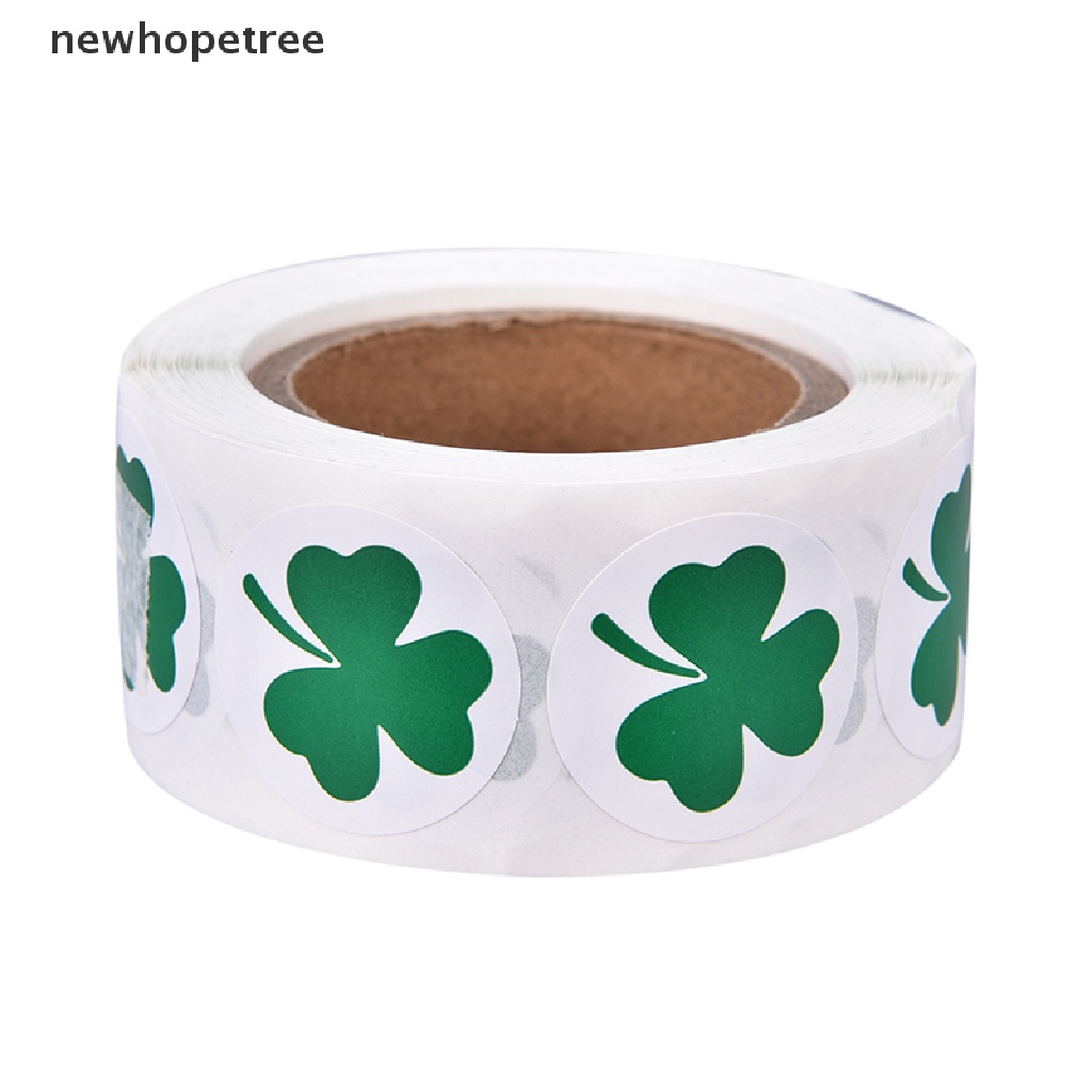 Cuộn 500 Nhãn Dán Tự Dính Hình Cỏ Ba Lá 1Inch Dành Cho Trẻ Em