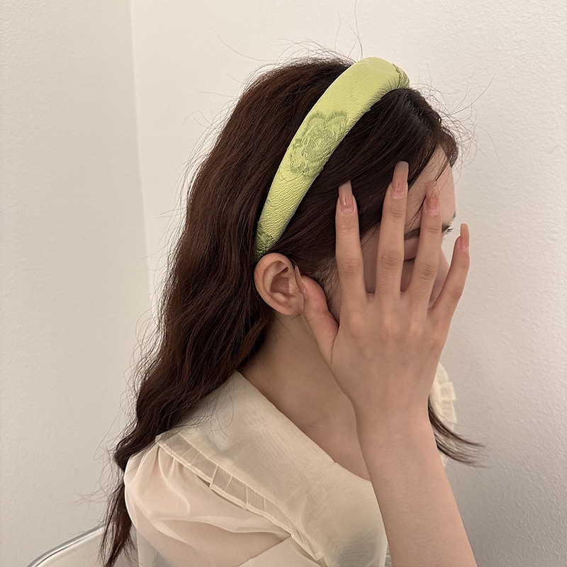 Băng Đô Cài Tóc Vải Jacquard Họa Tiết Hoa Phong Cách Hàn Quốc Cổ Điển Chất Lượng Cao