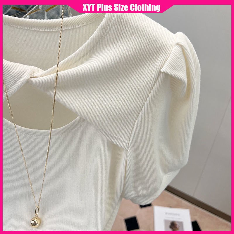 Áo Thun Mùa Hè Tay Ngắn Bồng Màu Xanh Lá Dễ Thương Xinh Xắn Cho Nữ Có Size M-4XL 40-100kg Thời Trang 2023