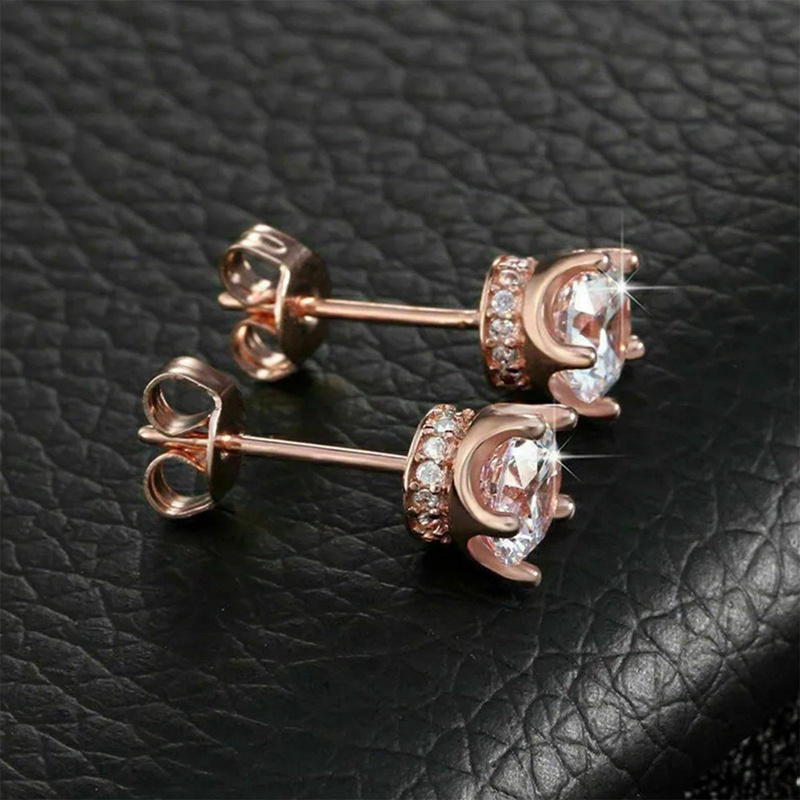 Khuyên Tai Nữ Mạ Vàng Hồng Đính Đá 6 Màu Thời Trang