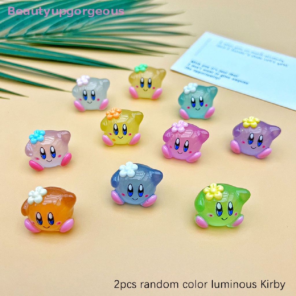 Bộ 2 Tượng Hoạt Hình Kirby Bằng Nhựa Phát Quang Trang Trí Tiểu Cảnh