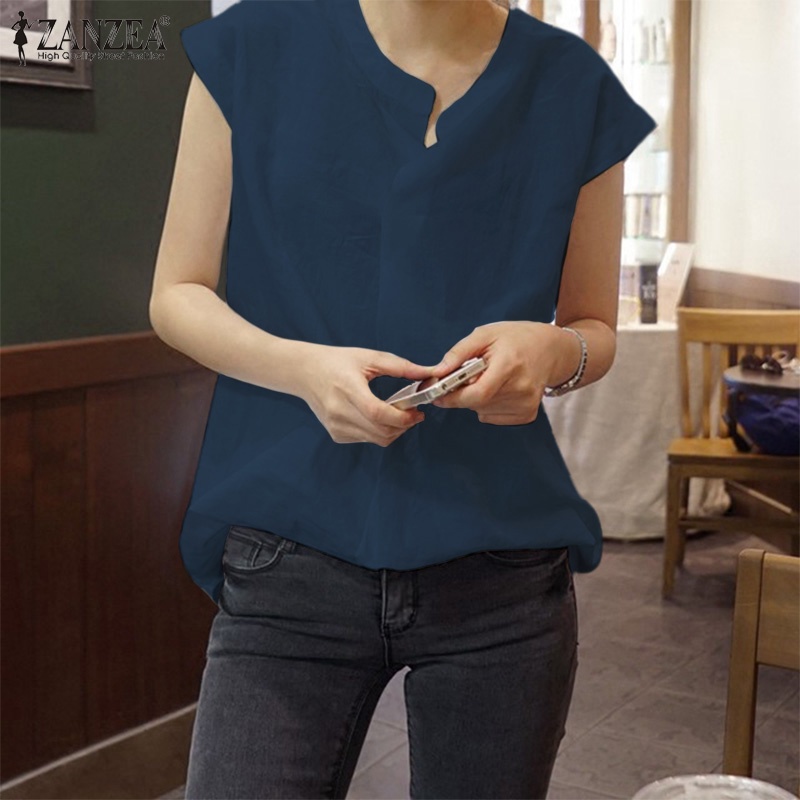 ZANZEA Áo Nữ Không Tay Cổ Đứng Thời Trang Quyến Rũ