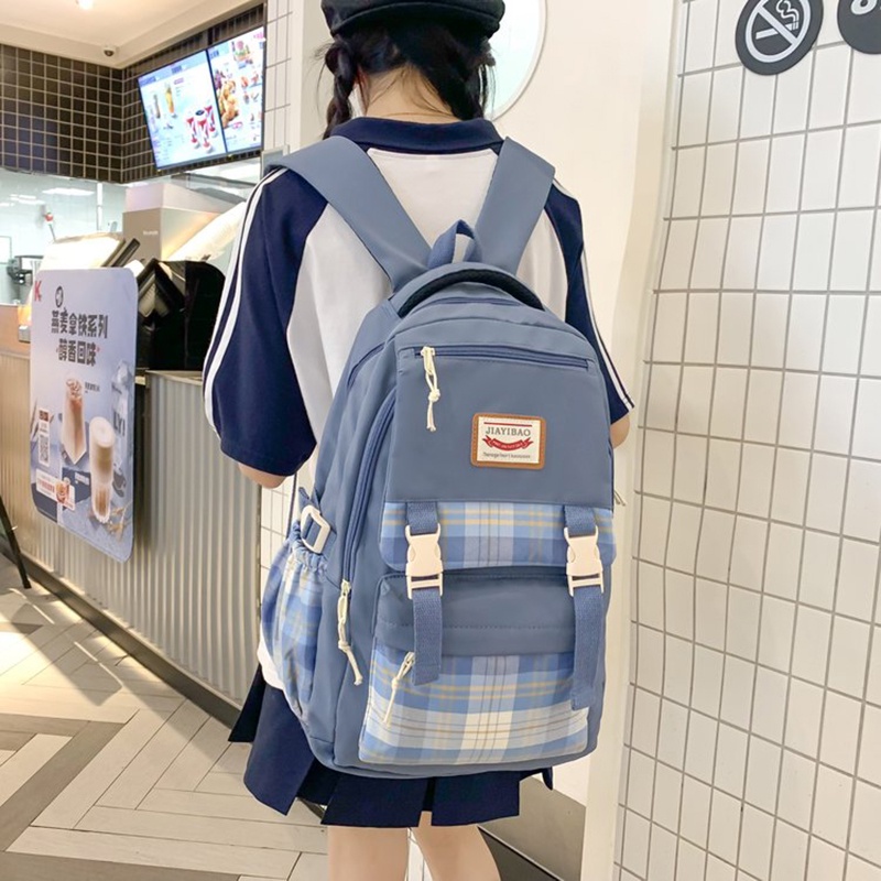 Ba Lô nylon Sức Chứa Lớn Họa Tiết Kẻ Sọc Ba Chiều Thời Trang Hàn Quốc Dễ Phối Đồ Dành Cho Bạn Nữ