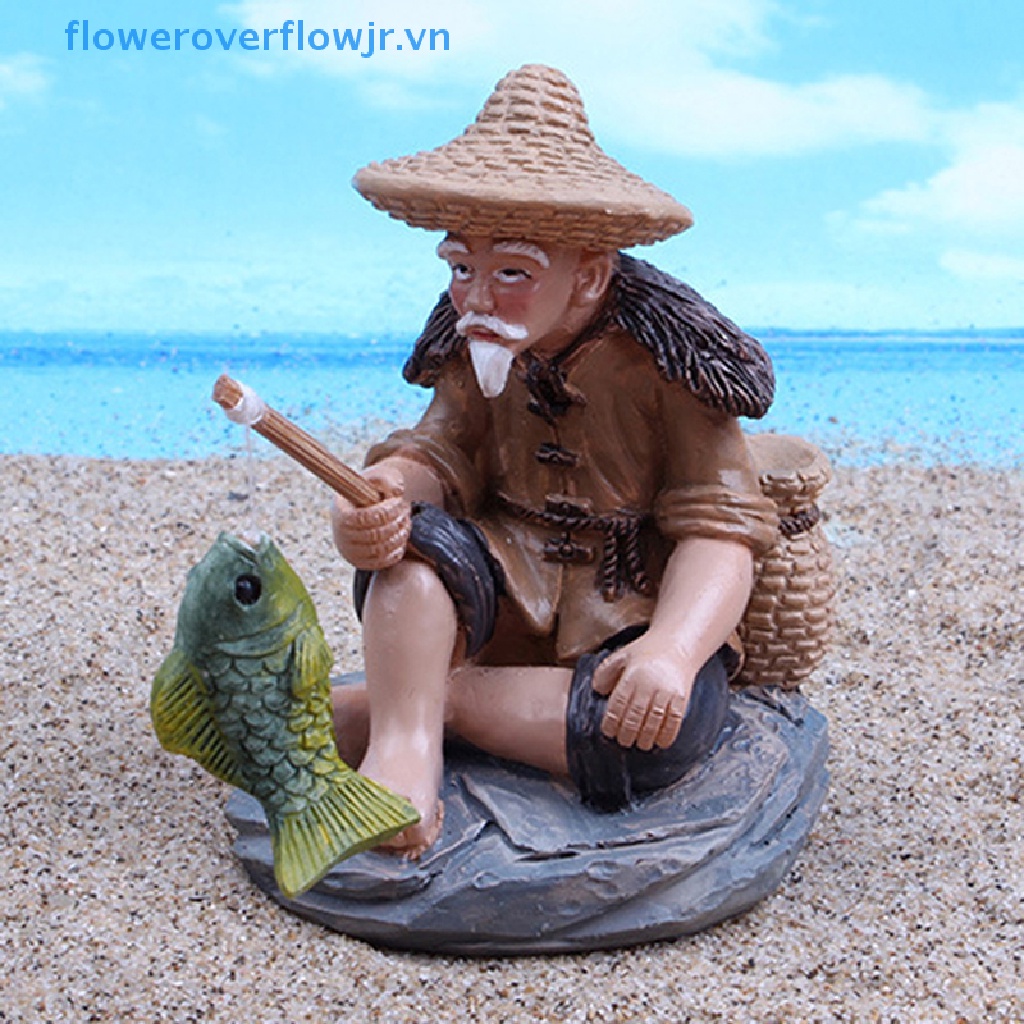 Đồ trang trí Ông Già Câu Cá Bằng Nhựa Resin Trang Trí Tiểu Cảnh Sân Vườn