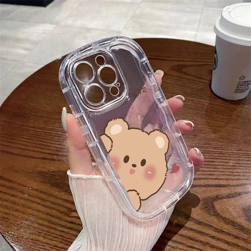 Ốp Điện Thoại Silicone Mềm Trong Suốt Chống Sốc In Hình Gấu Thỏ Cho IPhone 14 13 12 11 Pro Max XS X XR 8 + 7 Plus