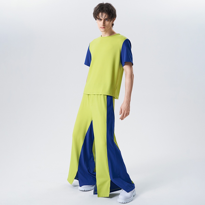 INCERUN Set Áo Tay Ngắn + Quần Ống Rộng Kiểu Dáng Đơn Giản Năng Động Thời Trang