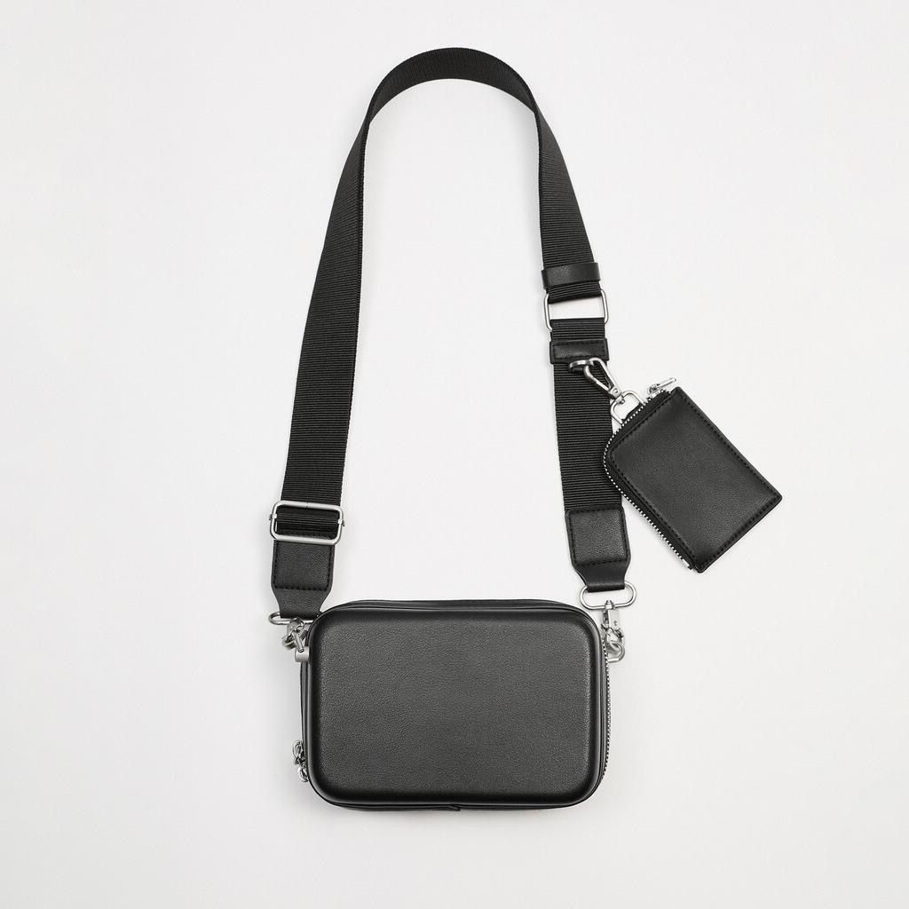 Túi Đeo Chéo ZARA 2023 Hai Mảnh Mini Hình Vuông Dây Đeo Bản Rộng Thời Trang Cho Nam