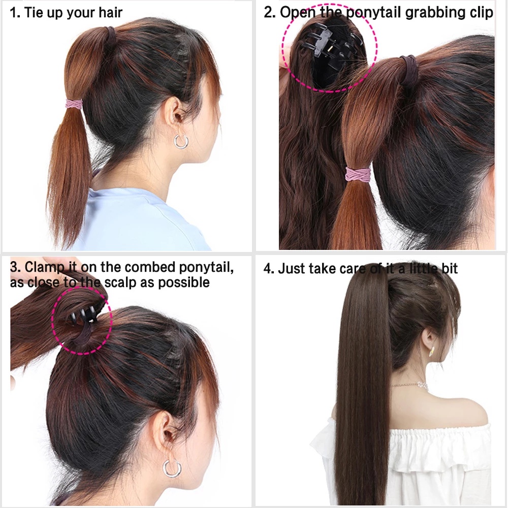 Tóc Giả Đuôi Ngựa Thẳng Dài 50Cm Có Kẹp Dành Cho Nữ