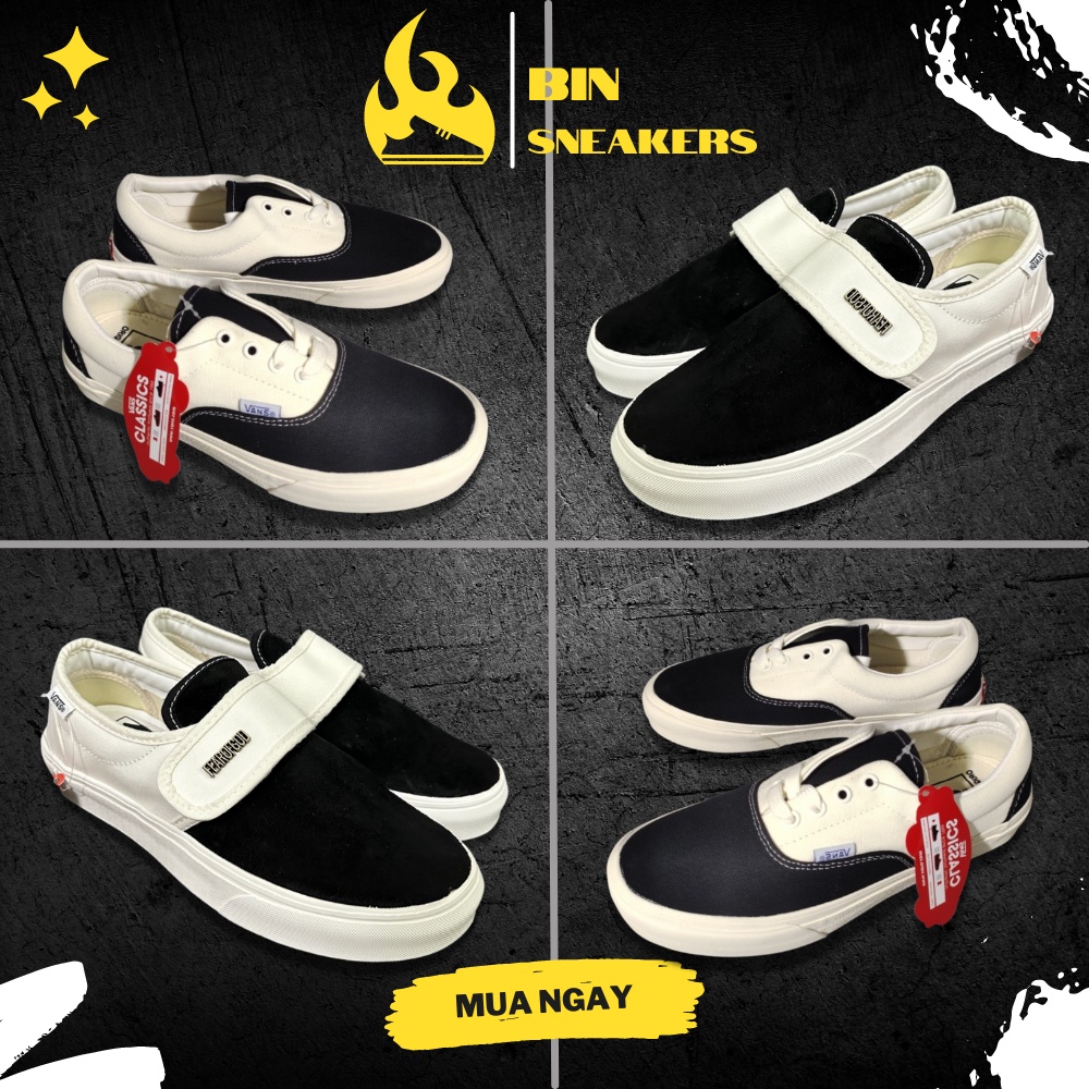 Giày thể thao VAN ERA COMFYCUSH 'BLACK MARSHMALLOW' BLACK, VANS SLIP ON TRAP Trắng đen nam nữ Hot Hit 2022 Full Bill Box