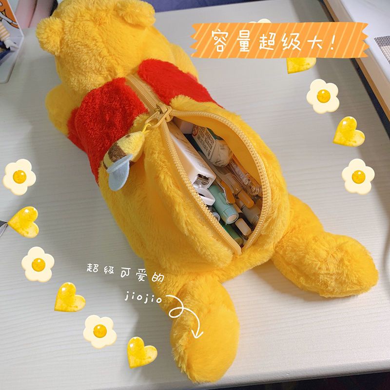 Hộp Bút Lông Thêu Hình Gấu Pooh Dễ Thương Sáng Tạo