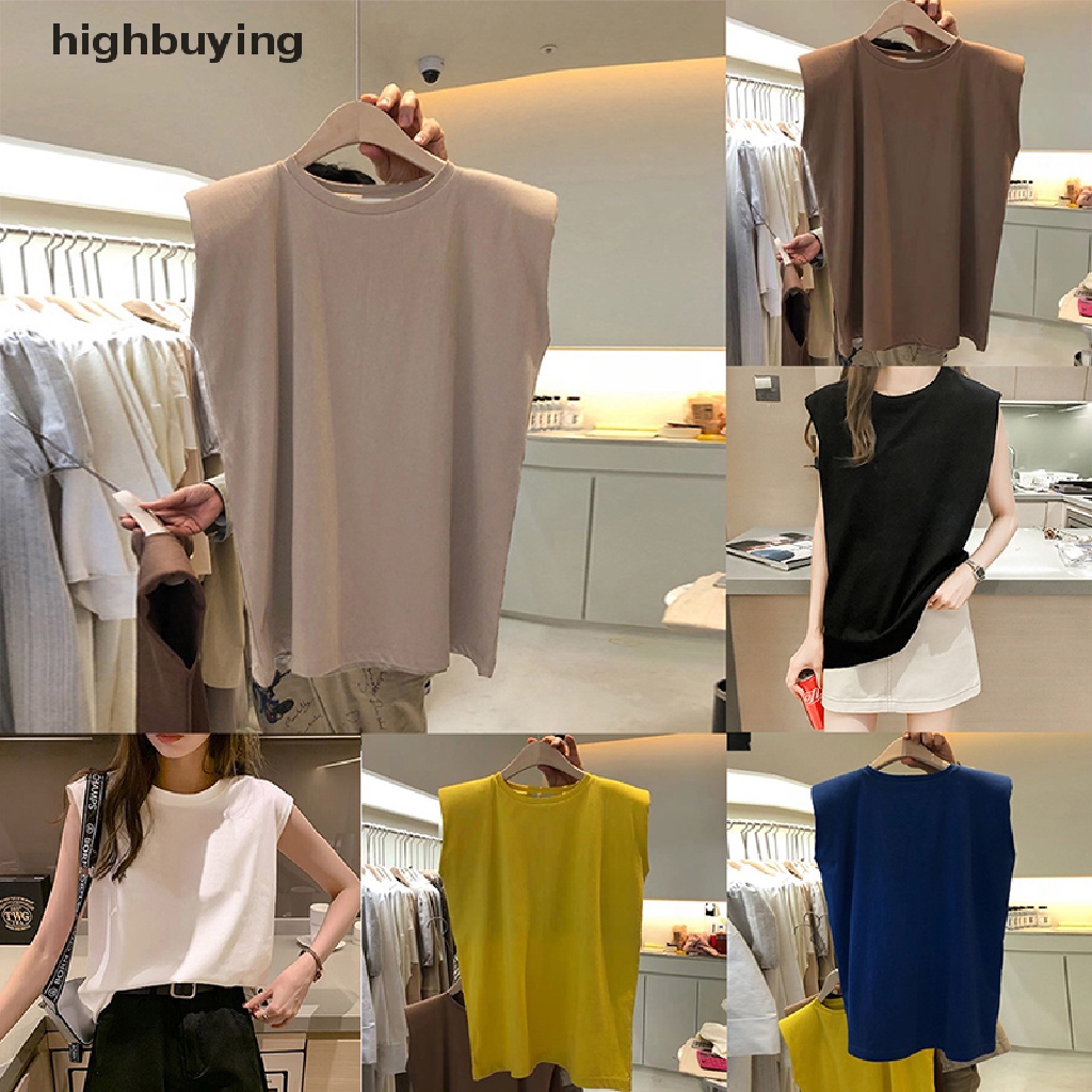 Áo Thun Sát Nách Cổ Tròn Dáng Rộng Màu Sắc Đơn Giản Cho Nữ