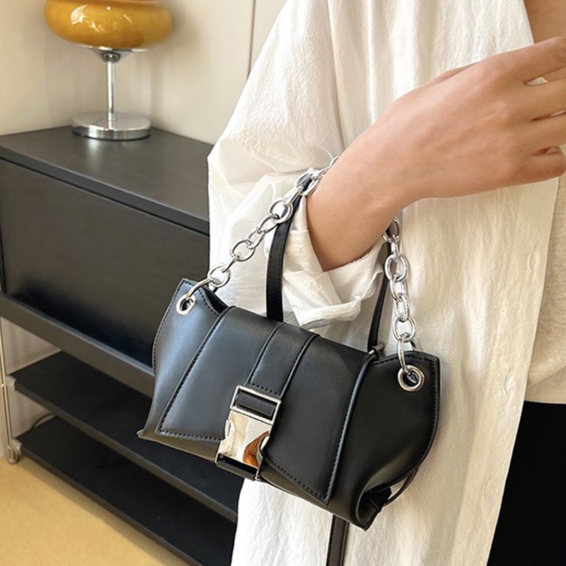Ielgy Túi Đeo Vai Hình Vuông Nhỏ Có Khóa Cài Đơn Giản Kết Cấu Một Bên Vai Phong Cách Nước Ngoài