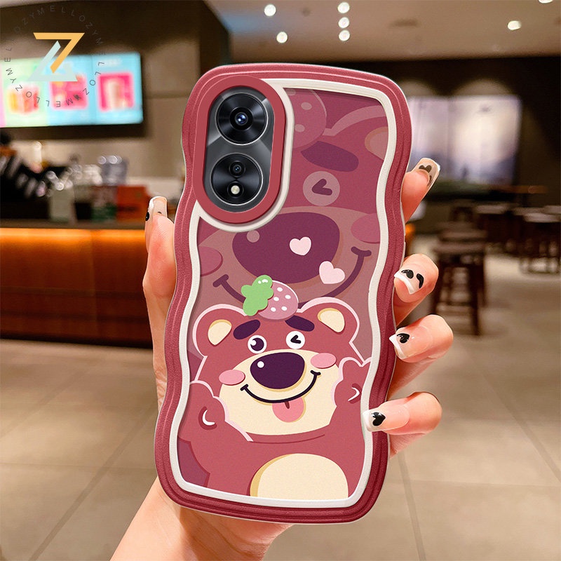 OPPO Reno8 T 5G Reno8 T 4G Reno8 Z 5G Reno7 Z 5G Reno 8 5G Reno 6 5G Reno 5 Realme C55 C35 C21Y C20 Narzo 50 5G Narzo 50A Prime Vỏ điện thoại silicon hình gấu dâu trong suốt hình gợn sóng